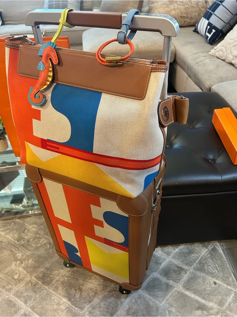 Hermès Luggage set, with trolley, 12hr bag, & charm.